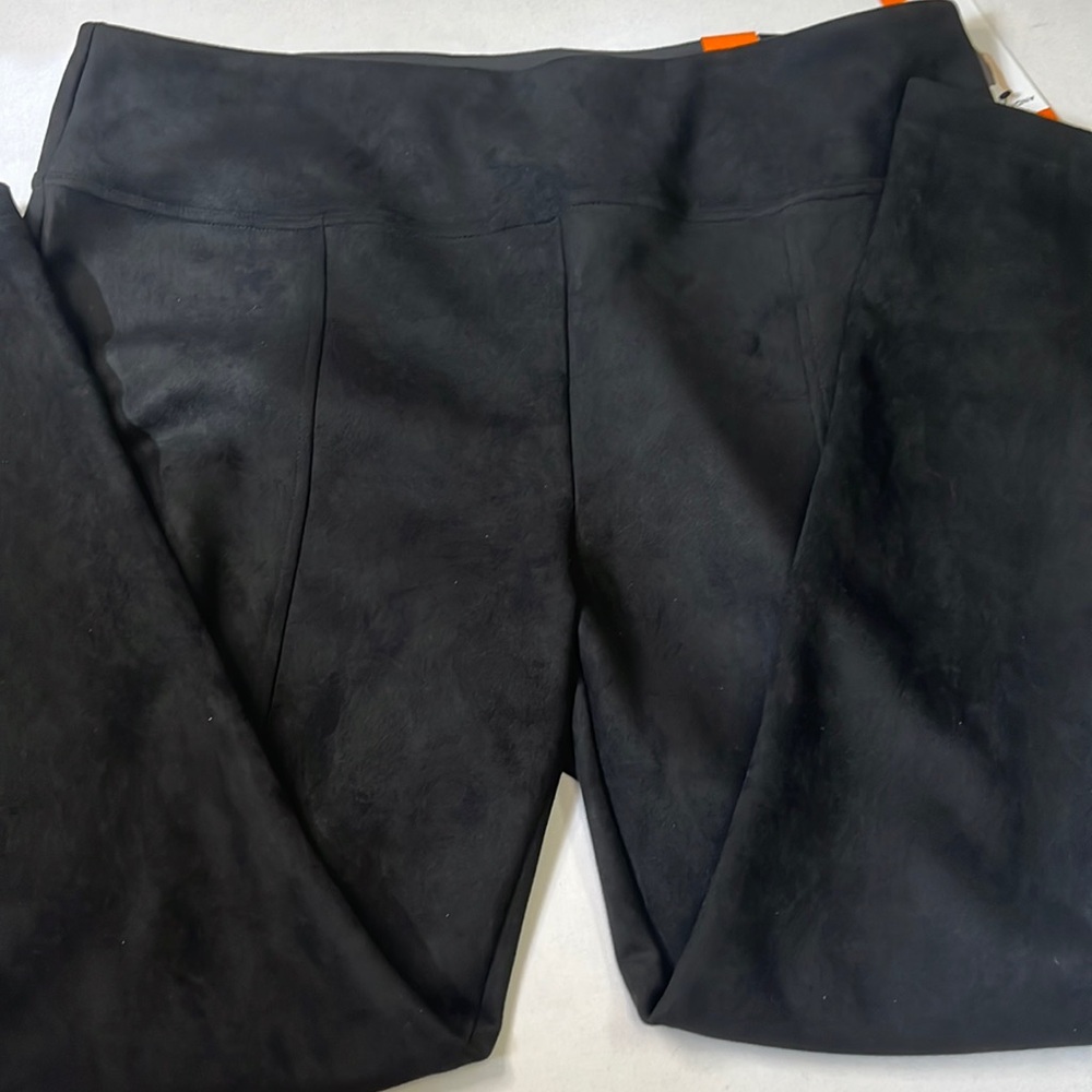 Andrew Marc Black Faux Suede Stretch Leggings Pull On Skinny Pants NWT XXL